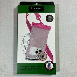 NIB Kate spade ♠️ Waterproof Phone Case W/ Strap, Floats in Water, Pink Glitter